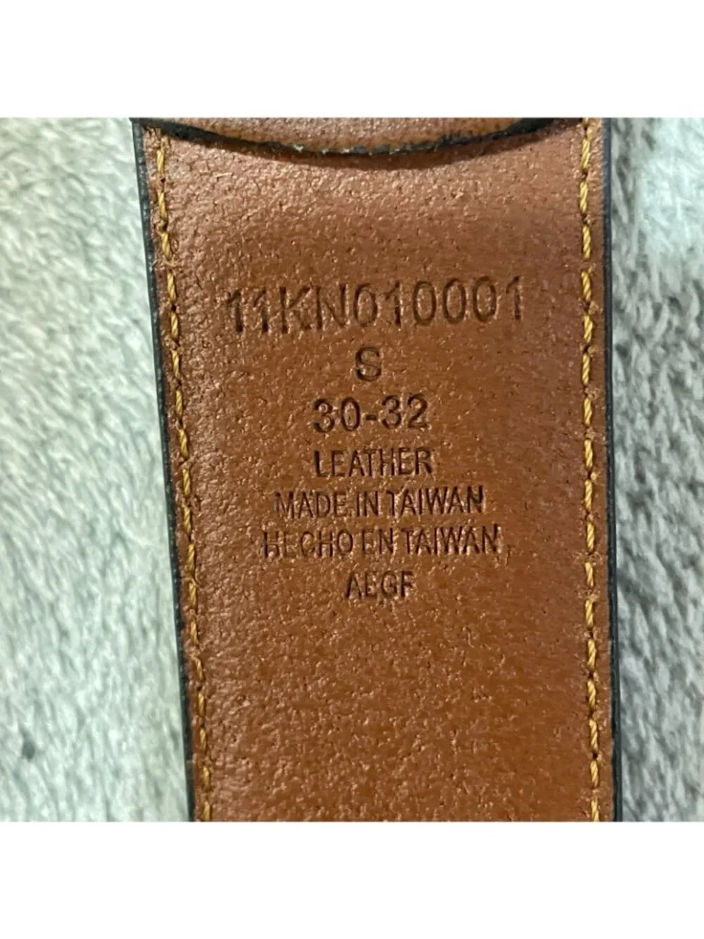 Kenneth Cole Men's S 30-32 Brown Leather Belt With Silver Buckle